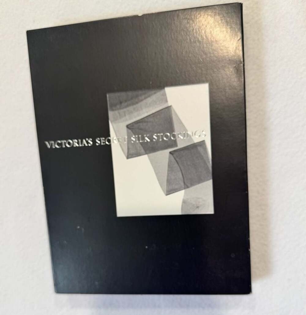 Vintage Victoria’s Secret 100% Silk Stockings Grey M Made in France Gloves NOS